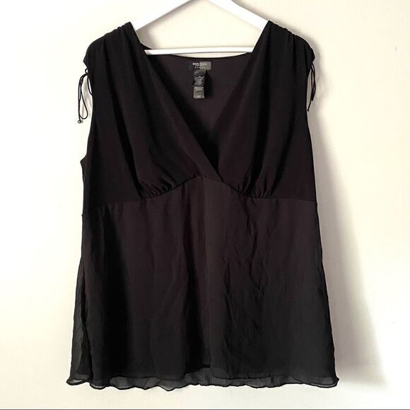 Bisou Bisou black sleeveless v neck layered 2XL - Picture 1 of 7